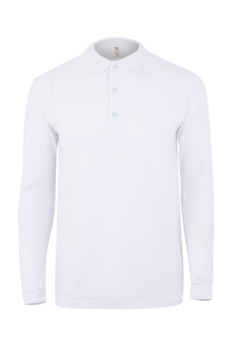TRICOU POLO MANECA LUNGA ALB CLIFTON