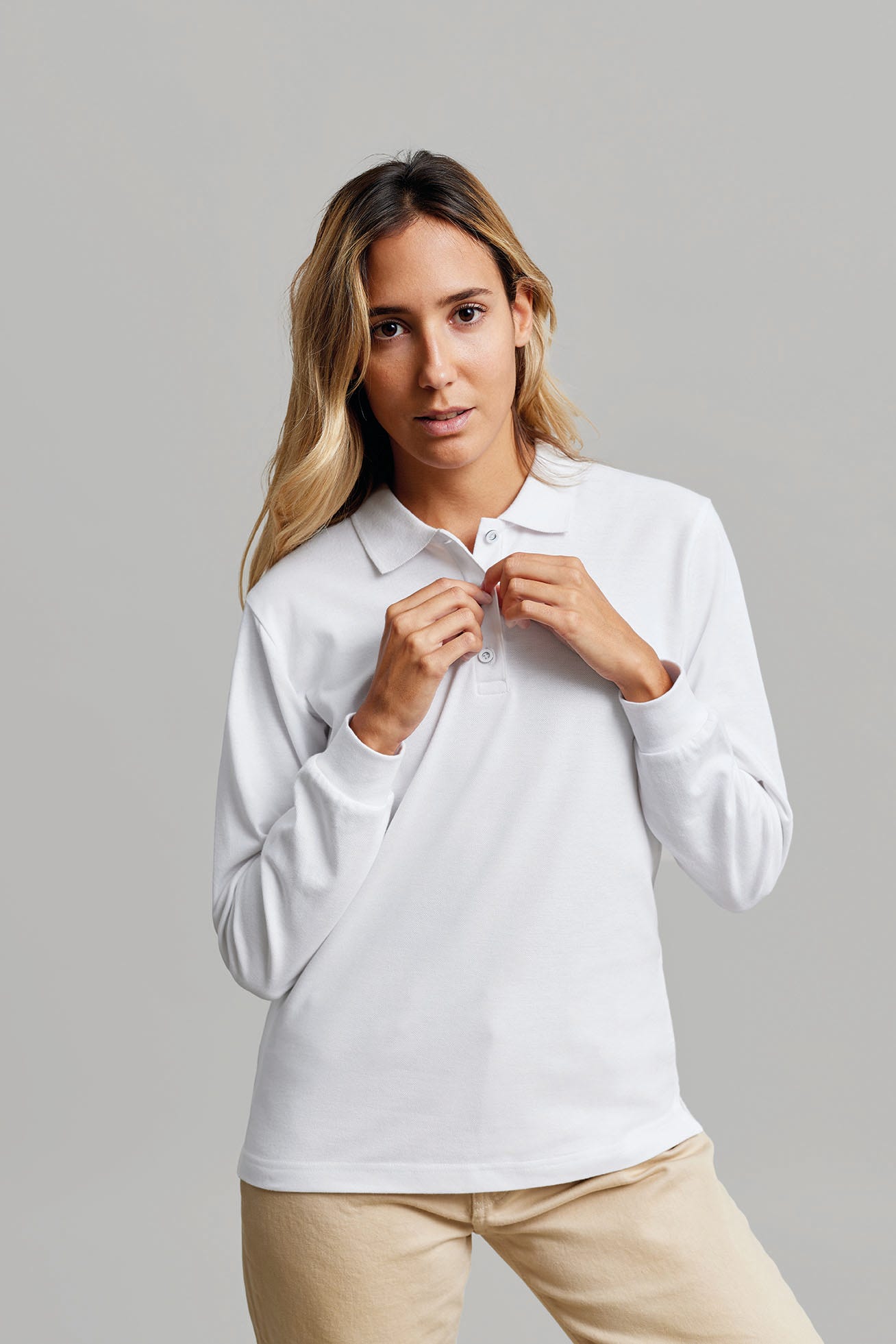 TRICOU POLO DAMA MANECA LUNGA ALB HOBART WOMAN